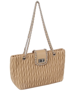 Chevron Quilted Classic Shoulder Bag LHU495-Z STONE